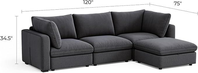 LINSY HOME Oversized Modular Sectional Sofa, 3 Seat Sofa Couches - Image 2