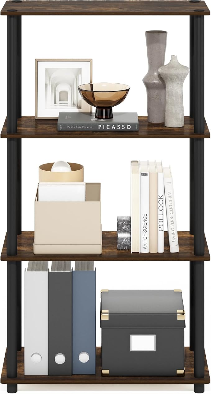 Furinno Turn-N-Tube Storage Shelves, 4-Tier Toolless Book Shelf, Corner Shelf - Image 6