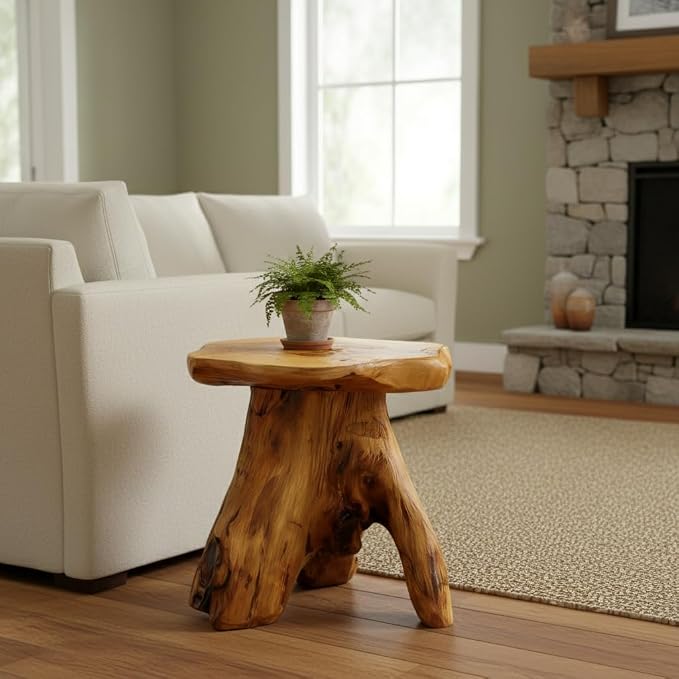 Greenage Cedar Roots Mushroom Accent Stool 12" x 15" x 13.5" Height Natural by Organicwooddesignsexudingvitality