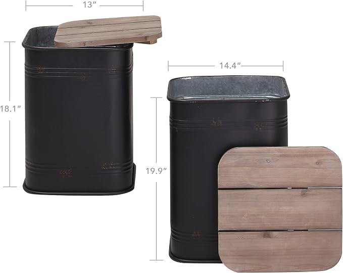 Rustic Storage Ottoman Seat Stool, Farmhouse Accent Side Table, Antique - Image 3