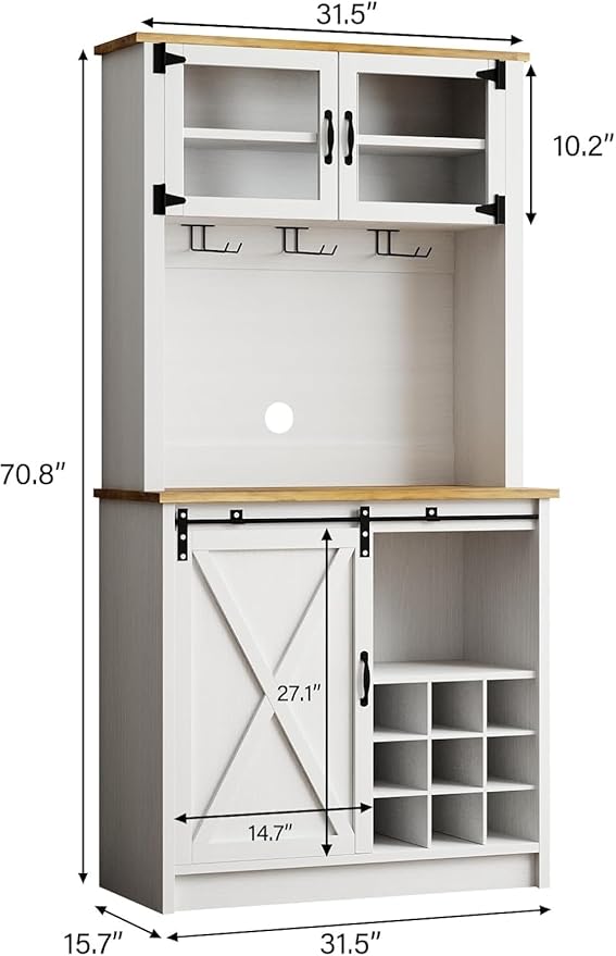 4ever2buy 72" Farmhouse Coffee Bar Cabinet - Image 2