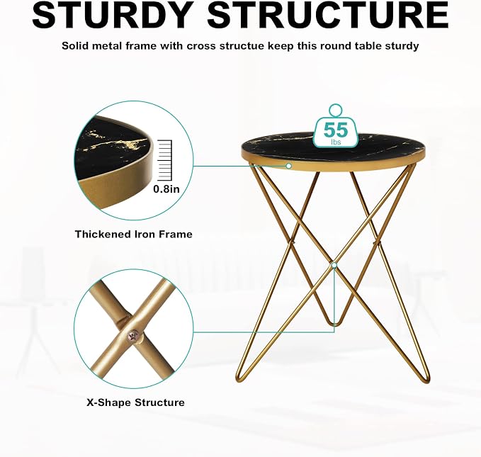 HLR Modern Round Side Table, End Table - Image 4