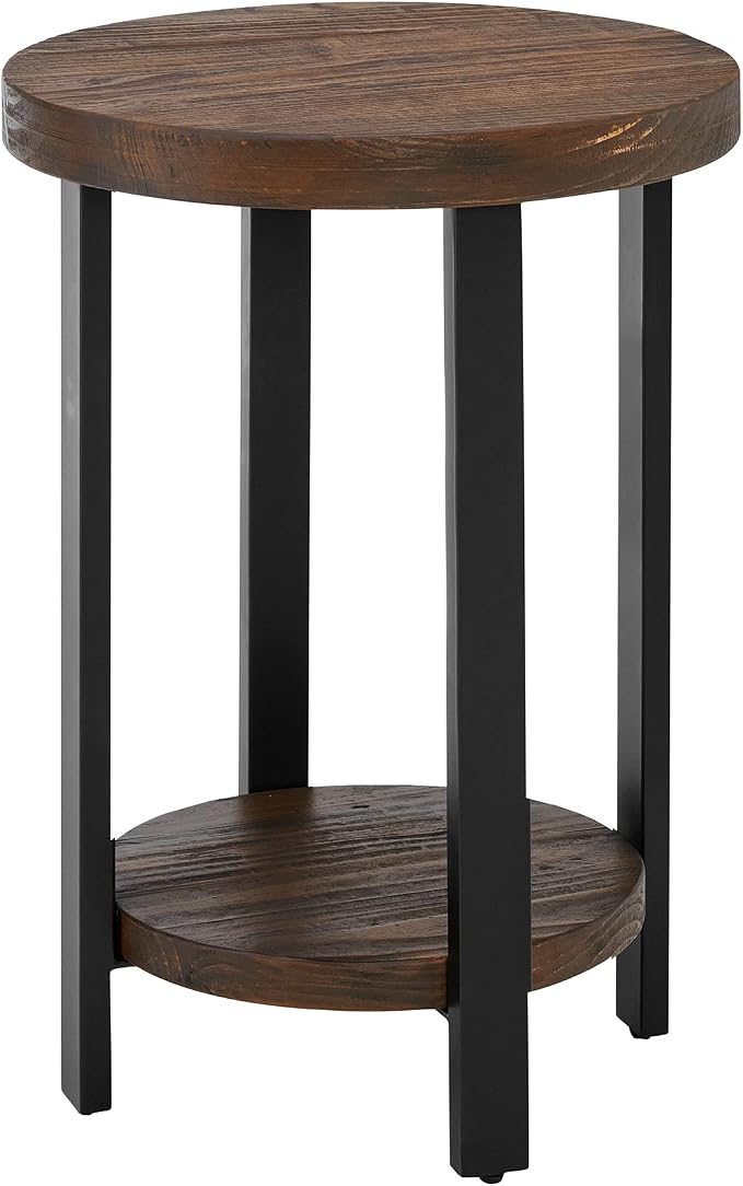 Alaterre Furniture Pomona Living Room 2-Tier Solid Wood Small Round End Table - Image 5