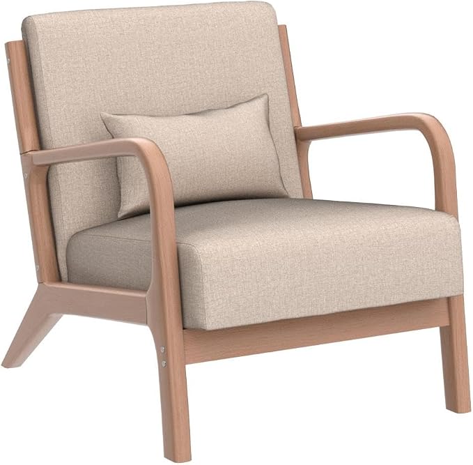 INZOY Mid-Century Modern Accent Chair Set of 2, Upholstered Living Room Chairs - Image 4