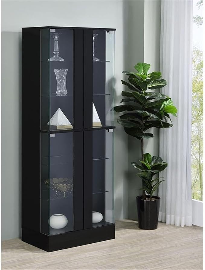 Pemberly Row Wood Curio Cabinet, 63.75" H x 24" W x 14.25" D, MDF and Glass - Image 2