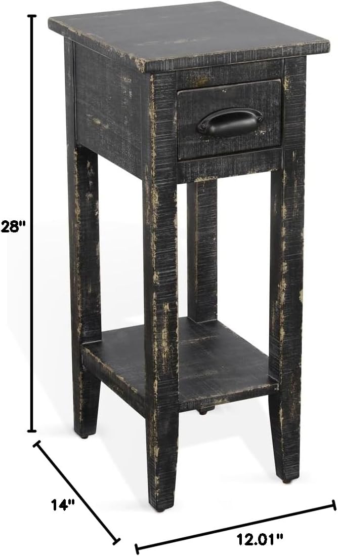Sunny Designs Marina Farmhouse Mahogany Wood Chair Side Table in Black Sand - Image 2
