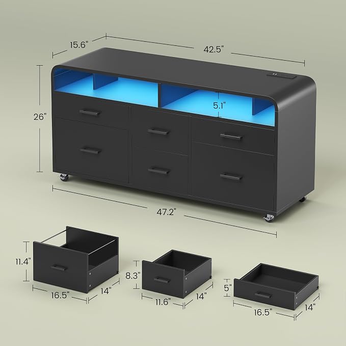 SEDETA 6 Drawer File Cabinet - Image 7