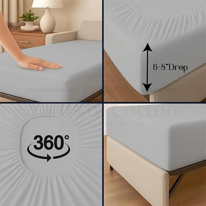 Sleeper Sofa Bed Sheet, 100% Cotton 400 Thread Count, 4 Piece Set, Deep Pocket - Image 10