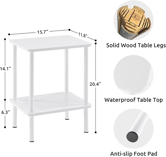 Apicizon 2 Tier End Table Set of 2, Small Side Table - Image 3