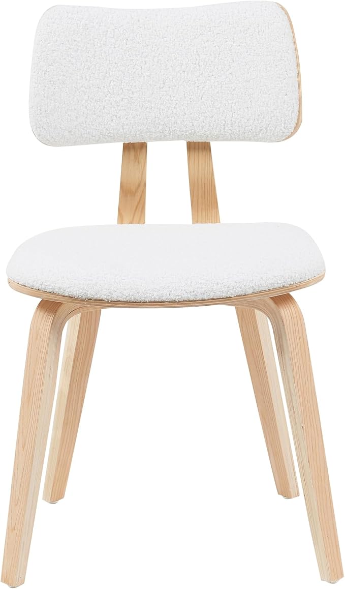 Armen Living Jaguar Mid-Century Upholstered Dining Chair in White Boucle and - Image 3