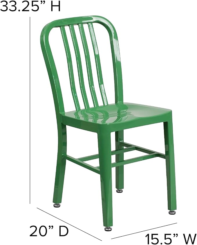 Flash Furniture Gael Commercial Grade 2 Pack Green Metal Indoor-Outdoor Chair - Image 3