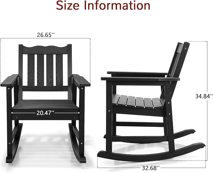 Stoog Low Back Patio Rocking Chair – Heavy Duty 400 lbs Capacity Outdoor Rocker - Image 3