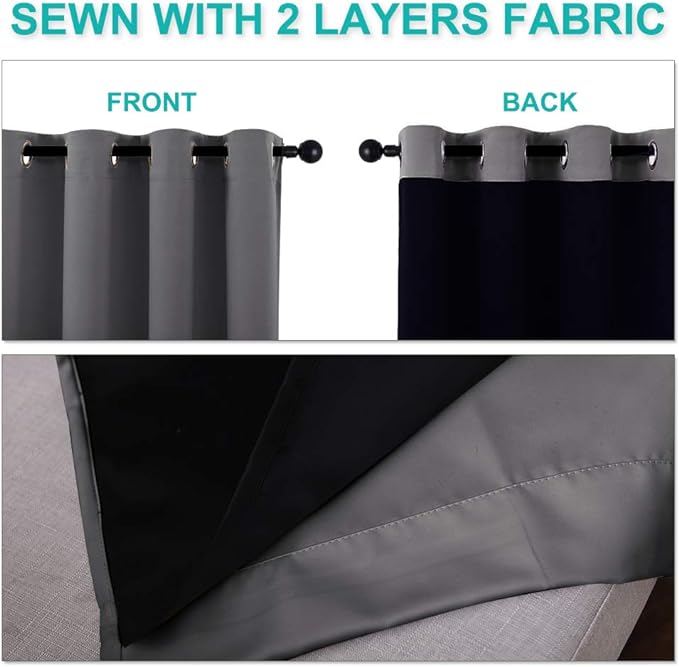 NICETOWN Grey 100% Blackout Room Warming Curtains 45 inches Long, Thermal - Image 5