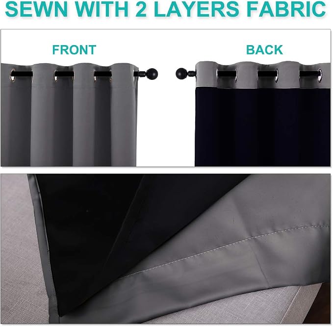 NICETOWN Room Warming Blackout Curtains 80 inches Long, Full Light Blocking - Image 5