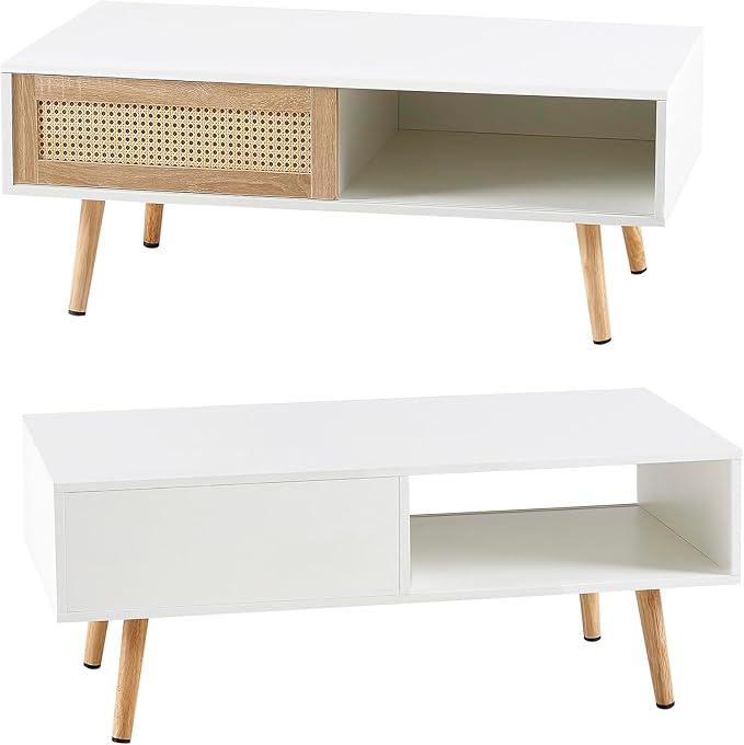 Boho Coffee Table for Living Room, 41.3" Rattan Coffee Table - Image 8