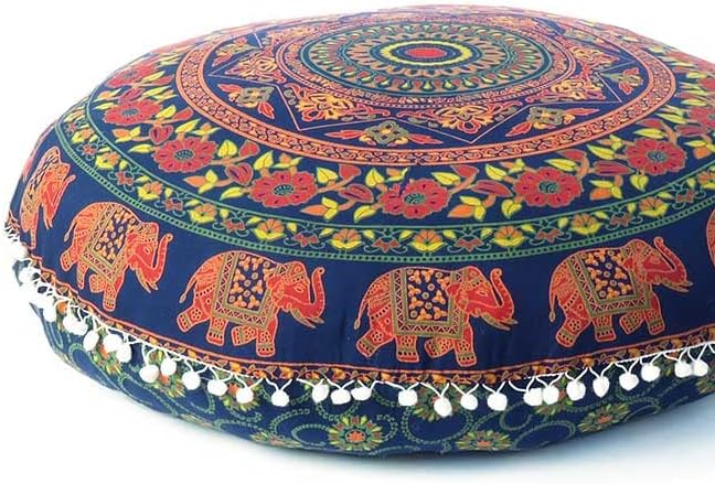 Mandala Floor Pillow Cover Meditation Cushion Seating Throw Hippie Round by EyesofIndia