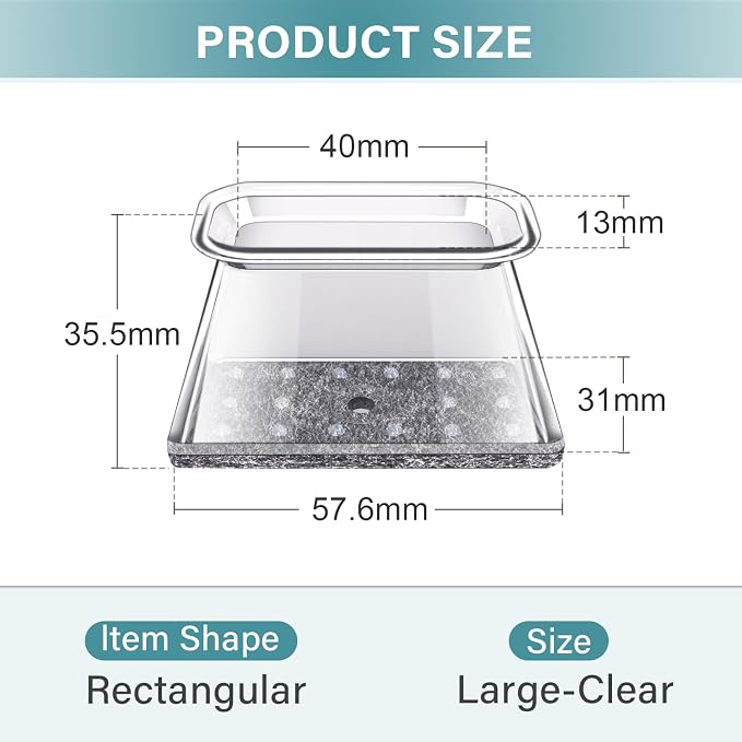 24 Pcs Chair Leg Floor Protectors Rectangle, Silicone Felt Furniture Leg Pads - Image 7