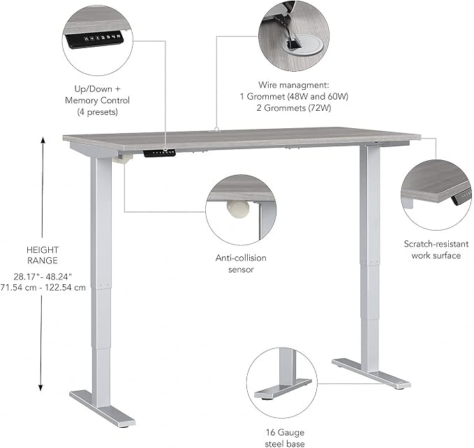 Bush Business Furniture 48-inch Electric Height Adjustable Standing Desk - Image 3