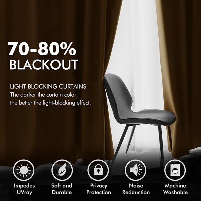 MIULEE Velvet Curtains Gold Brown Elegant Long Grommet Curtains Black Out - Image 4