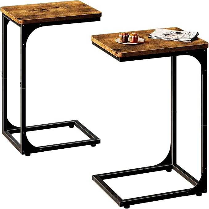 QEEIG C Table Side Table Set of 2 Living Room Sets C Shaped Couch Tray End by QEEIG