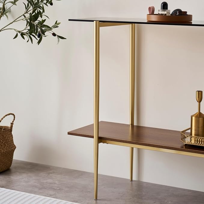 LumFurn Glass Console Table for Living Room, Foyer & Entrance, 2-Tiers - Image 8