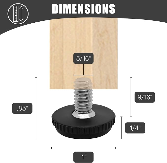 Project Patio 5/16-18 Stainless Steel Outdoor Furniture Levelers - Image 3