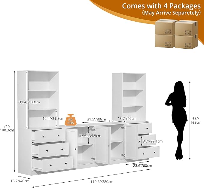 TUSY 71" Large TV Stand Set - Image 2