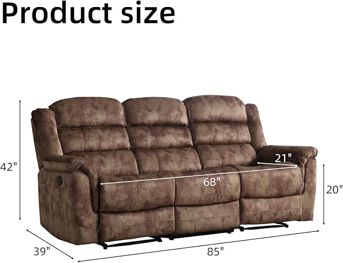EBELLO Reclining Sofa for Living Room, Extra Wide Modern Overstuffed 3 Seat - Image 2