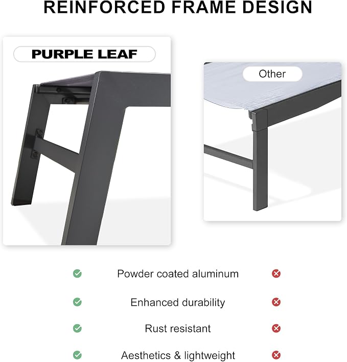 PURPLE LEAF Outdoor Chaise Lounge Set of 4 Aluminum Patio Chair - Image 7