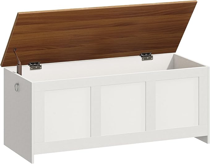 HOOBRO Storage Bench, 43.3" Retro Wooden Storage Chest, Wooden Storage Trunk by HOOBRO