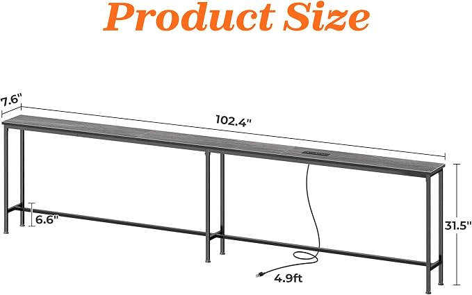 SUPERJARE 102.4 Inch Sofa Table - Image 3
