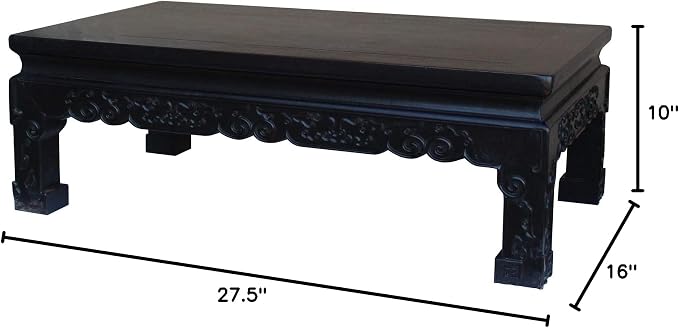 Chinese Handmade Dark Brown Rosewood Low Kang Table Stand Acs4815 - Image 2