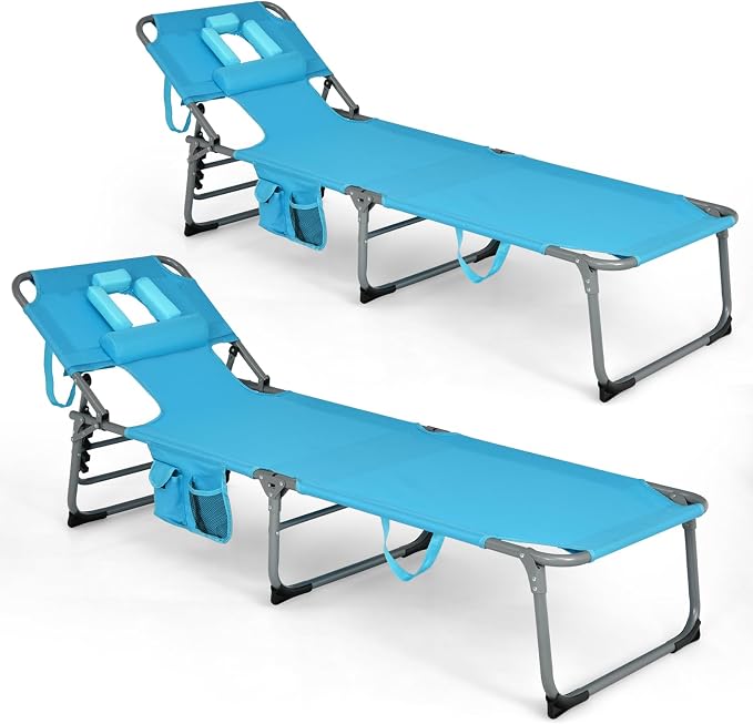 Goplus Tanning Chair, Folding Adjustable Patio Lounge Chair by Goplus