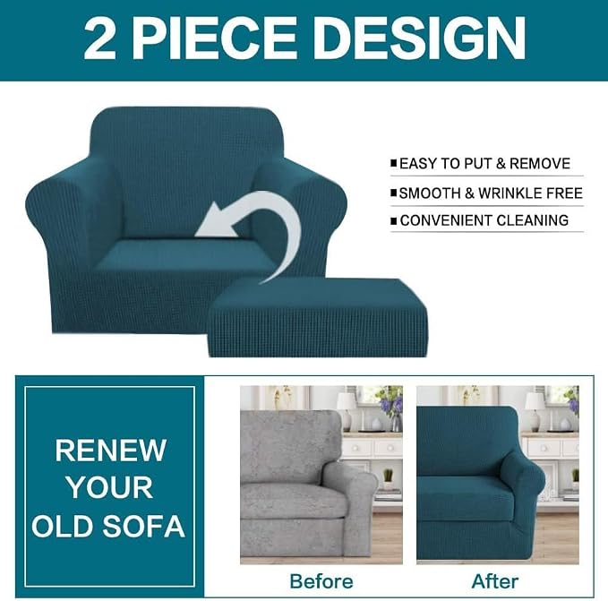 Turquoize 2 Piece Chair Covers Chair Slipcovers - Image 4