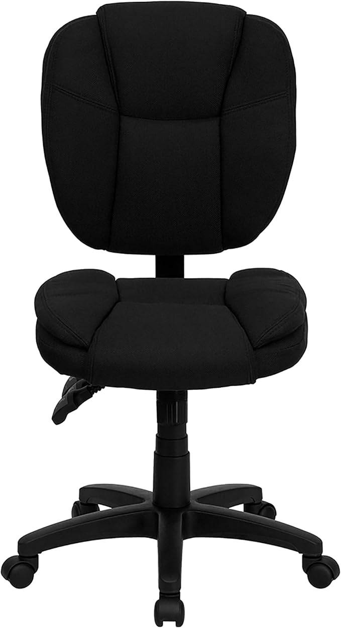 Flash Furniture Caroline Mid-Back Black Fabric Multifunction Swivel Ergonomic - Image 9