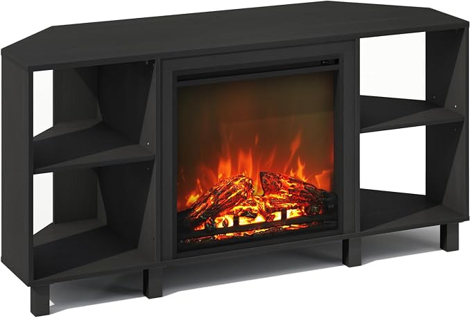 Furinno Jensen Fireplace TV Stand, NO Heat Decorative Electric Fireplace Corner by Furinno-FitsYourSpaceFitsYourBudget