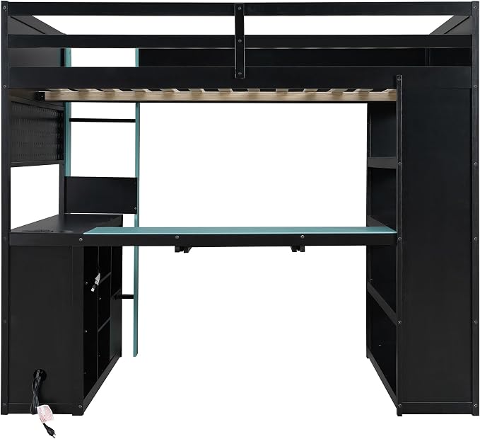 Full Size Gaming Loft Bed with Integrated Desk & RGB LED Lights, Pro-Gamer Bunk - Image 9