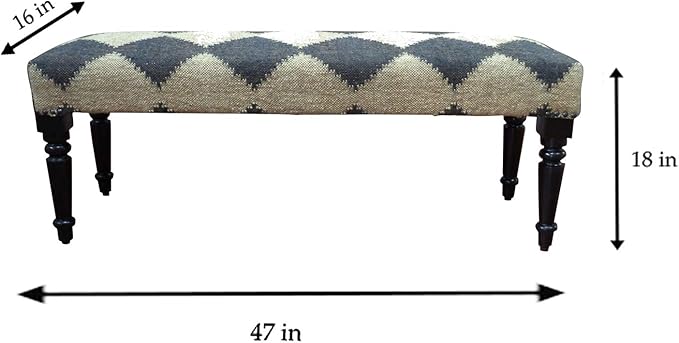 LR Home Tan/Black Upholstered Bench - Image 3