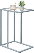 End Table, C Shaped Side Table for Sofa, Glass Couch Tray Snack Dinner Table by Easy+Paws