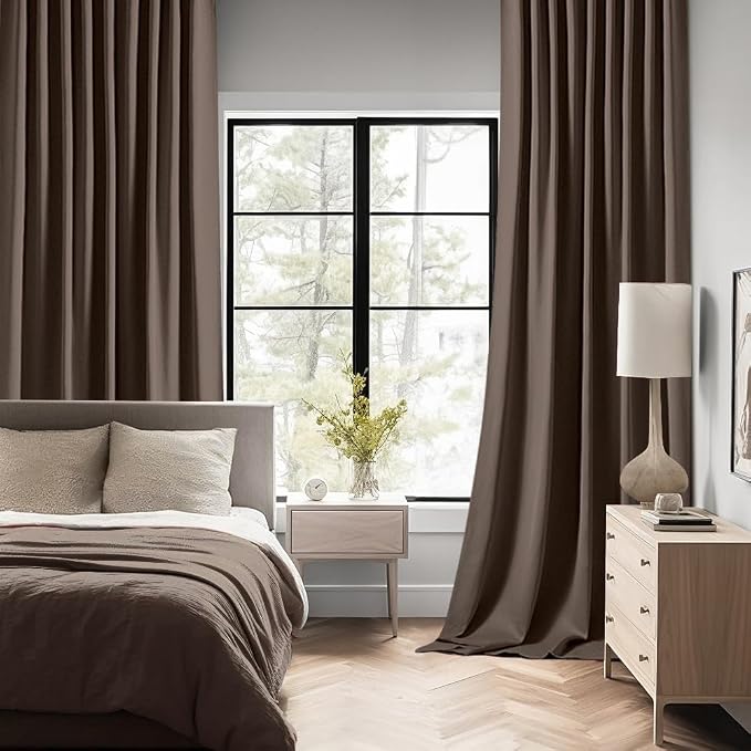 MIULEE Chocolate Brown Back Tab Blackout Curtains 63 Inch Length 2 Panels Set - Image 2