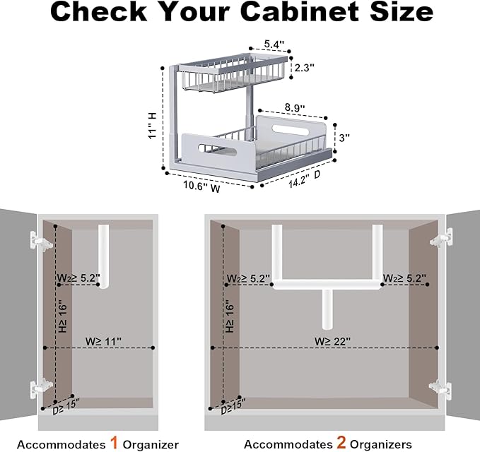 REALINN Under Sink Organizer, Pull Out Cabinet Organizer 2 Tier Slide Out Sink - Image 2