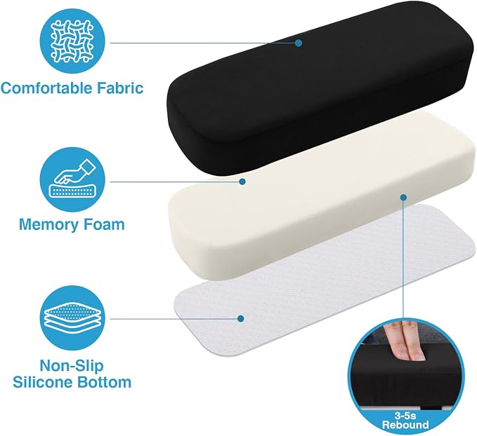 Smiry Ergonomic Office Chair Armrest Pads, Memory Foam Arm Rest Covers - Image 3