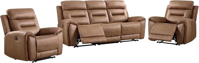 ANJ 3-Piece Faux Leather Power Recliner Sofa Set - Image 8
