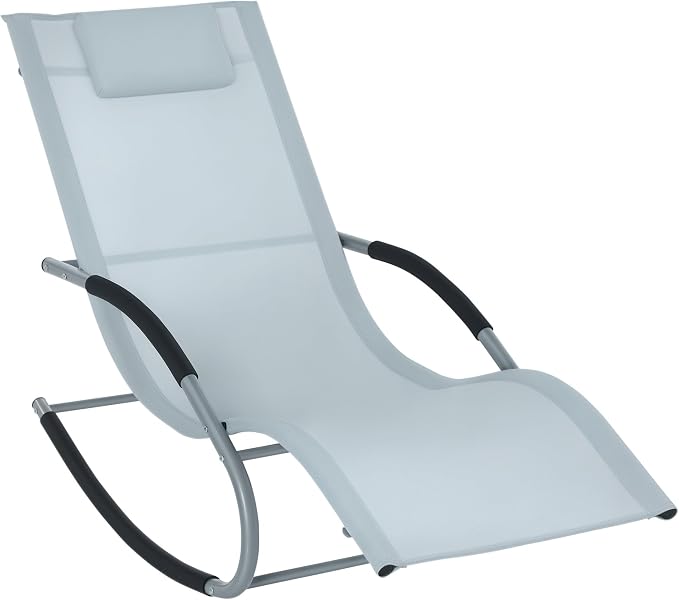 Outsunny Zero Gravity Rocking Chair Outdoor Chaise Lounge Chair Recliner Rocker by Outsunny