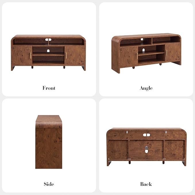 Entertainment Center for Living Room, Curved TV Stand - Image 9