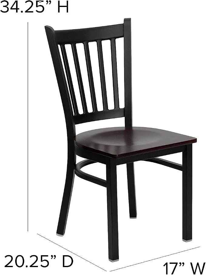 Flash Furniture 2 Pk. HERCULES Series Black Vertical Back Metal Restaurant Chair - Image 3