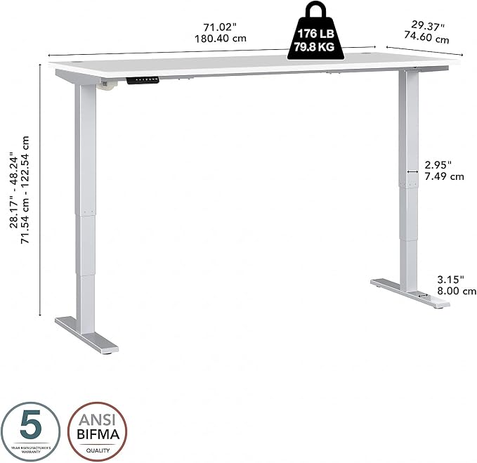 Bush Business Furniture 72-inch Electric Height Adjustable Standing Desk - Image 3