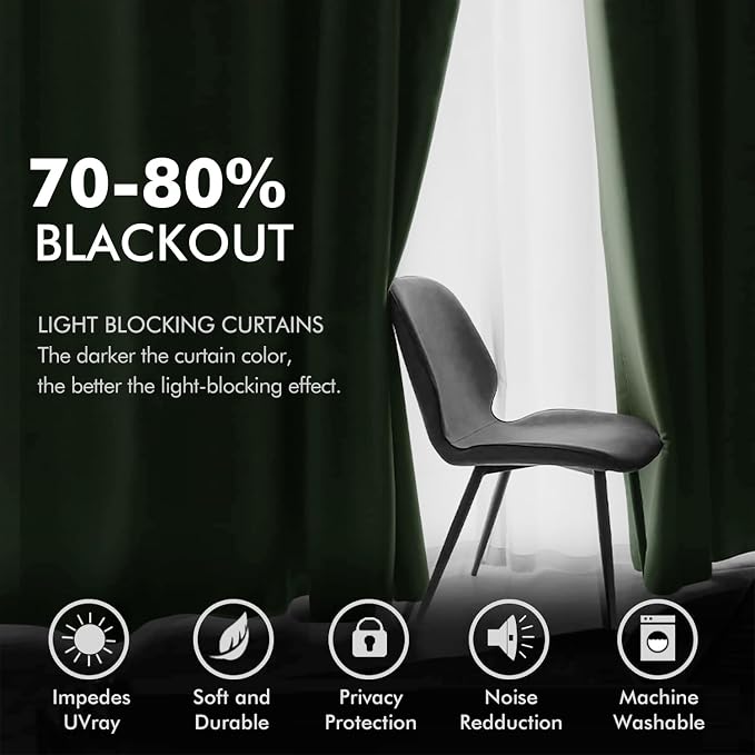 MIULEE Velvet Curtains Olive Green Extra Long Elegant Grommet Curtains Thermal - Image 4