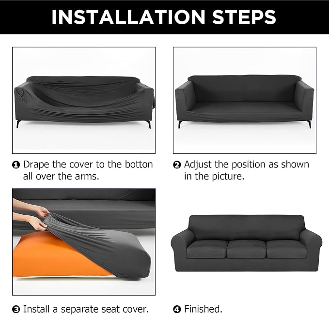 HunnmingRe Sofa Covers for 3 Cushion Couch Stretch Sofa and Loveseat Covers Set - Image 3