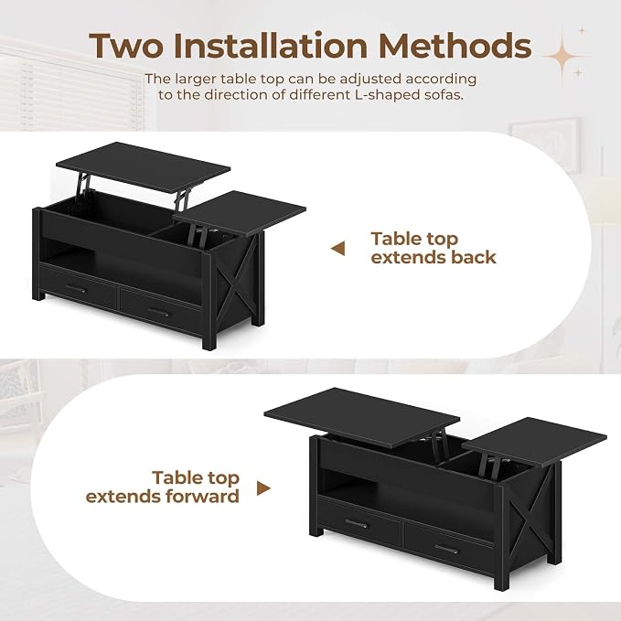 Seventable Coffee Table, 47.2" Lift Top Coffee Table - Image 5